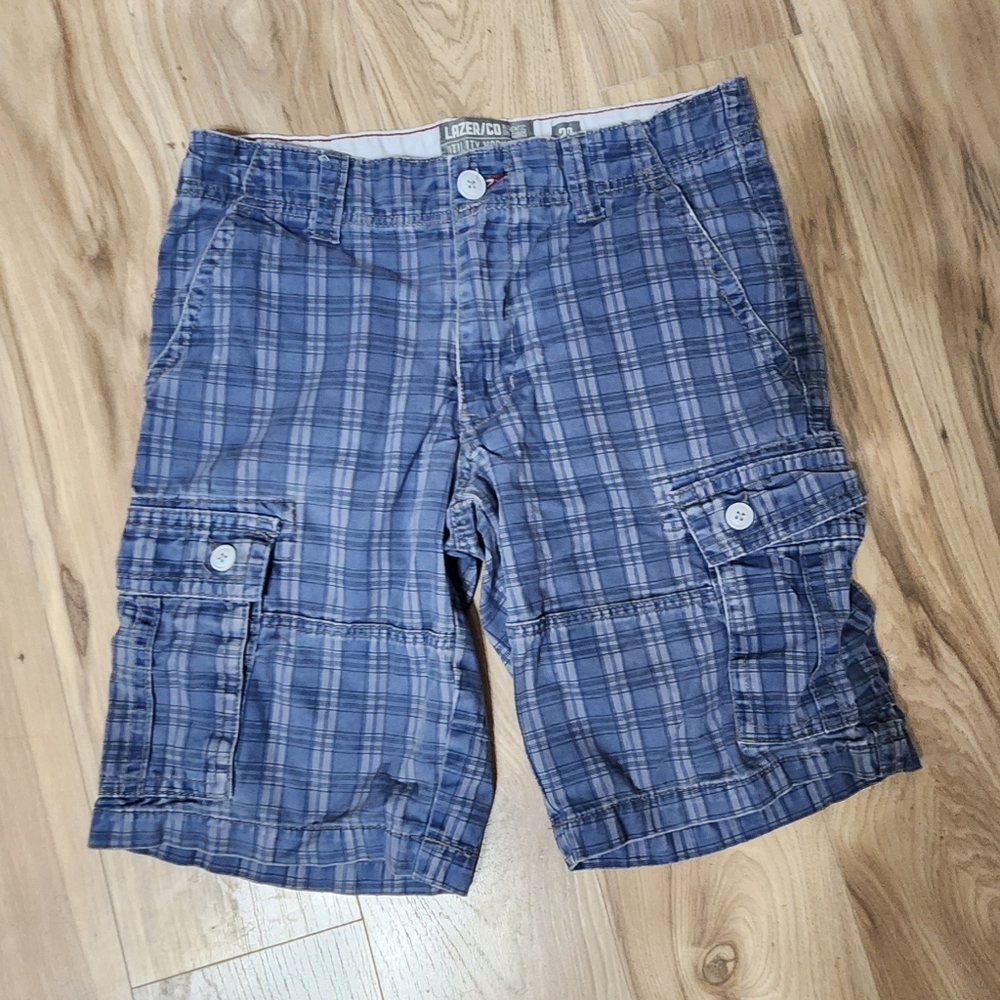 Lazer Plaid Men's Cargo Shorts, Size 30